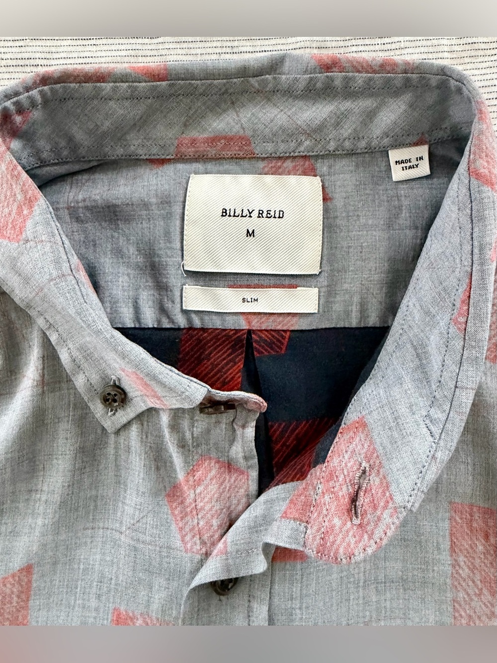 Billy Reid Lightweight Patterned Short-Sleeve Button Down Shirt - Slim Medium - Picture 3 of 8